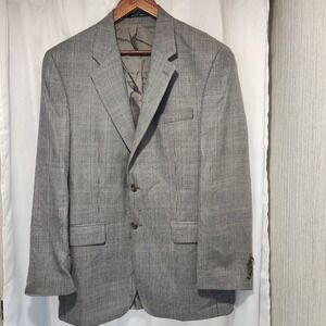 Ralph Ralph‎ Lauren Men Sportscoat Blazer Jacket 40L Silk Wool Gray Houndstooth